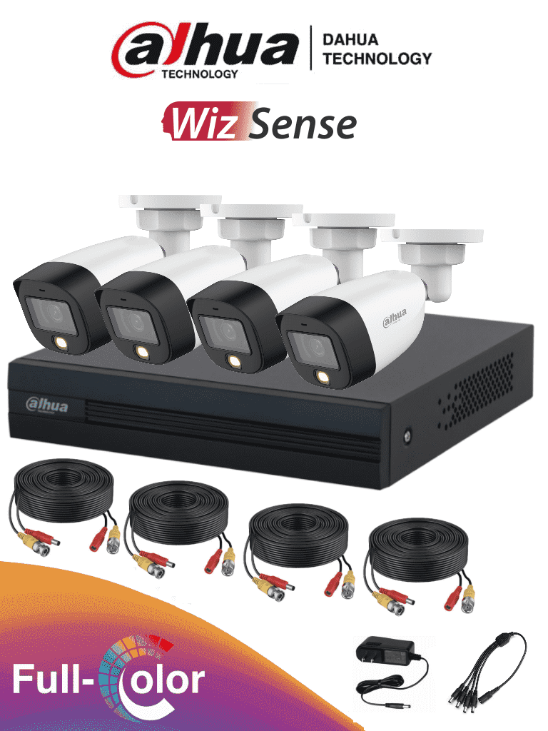 DAHUA FULLCOLORKIT- Kit de 4 canales Full Color de 2 MP. Incluye 4 cámaras HFW1209CN-LED, DVR Cooper-I WizSense, con IA, H.265+, y 4 canales + 1 IP (o hasta 5 canales IP). Búsqueda avanzada de humanos y vehículos, accesorios incluidos DAHUA FULLCOLORKIT- Kit de 4 canales Full Color de 2 MP. Incluye 4 cámaras HFW1209CN-LED, DVR Cooper-I WizSense, con IA, H.265+, y 4 canales + 1 IP (o hasta 5 canales IP). Búsqueda avanzada de humanos y vehículos, accesorios incluidos